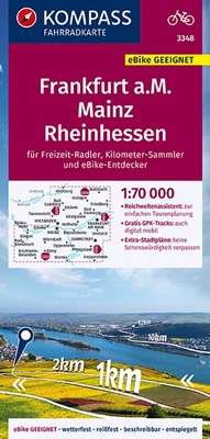 Abbildung von: KOMPASS Fahrradkarte 3348 Frankfurt a.M., Mainz, Rheinhessen 1:70.000 - KOMPASS-Karten