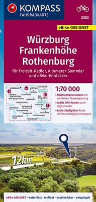 Abbildung von: KOMPASS Fahrradkarte 3353 Würzburg, Frankenhöhe, Rothenburg 1:70.000 - KOMPASS-Karten