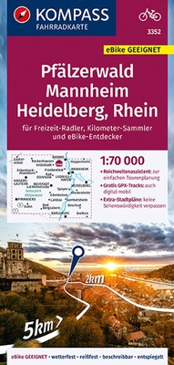 Abbildung von: KOMPASS Fahrradkarte 3352 Pfälzerwald, Mannheim, Heidelberg, Rhein 1:70.000 - KOMPASS-Karten