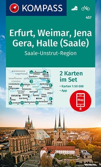 Abbildung von: KOMPASS Wanderkarte Erfurt, Weimar, Jena, Gera, Halle (Saale) - KOMPASS-Karten