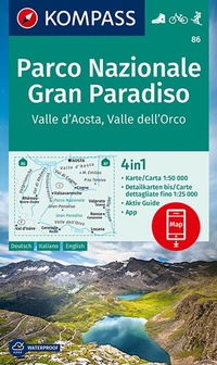Abbildung von: KOMPASS Wanderkarte 86 Parco Nazionale Gran Paradiso, Valle d'Aosta, Valle dell'Orco 1:50.000 - KOMPASS-Karten