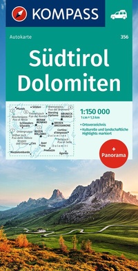 Abbildung von: KOMPASS Autokarte Südtirol, Dolomiten/Alto Adige , Dolomiti 1:150.000 - KOMPASS-Karten