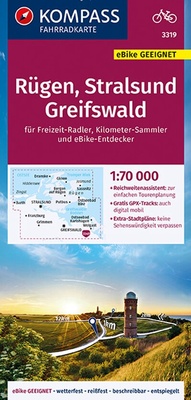 Abbildung von: KOMPASS Fahrradkarte 3319 Rügen, Stralsund, Greifswald 1:70.000 - KOMPASS-Karten