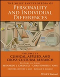 Cover: The Wiley Encyclopedia of Personality and Individual Differences, Clinical, Applied, and Cross-Cultural Research - Wiley