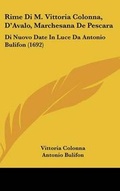 Cover: Rime Di M. Vittoria Colonna, D'Avalo, Marchesana De Pescara - Kessinger Publishing