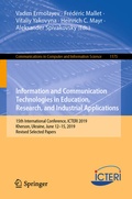 Cover: Information and Communication Technologies in Education, Research, and Industrial Applications - Springer