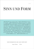 Cover: Sinn und Form 1/2020 - SINN und FORM