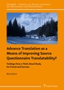 Cover: Advance Translation as a Means of Improving Source Questionnaire Translatability? - Frank & Timme
