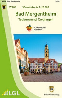 Abbildung von: W208 Wanderkarte 1:25 000 Bad Mergentheim - Landesamt für Geoinformation und Landentwicklung Baden-Württemberg (LGL)