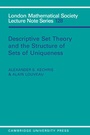 Cover: Descriptive Set Theory and the Structure of Sets of Uniqueness - Cambridge University Press