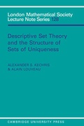 Cover: Descriptive Set Theory and the Structure of Sets of Uniqueness - Cambridge University Press