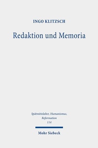 Abbildung von: Redaktion und Memoria - Mohr Siebeck