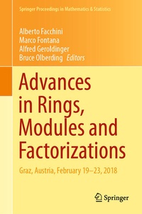 Enlarge image Cover: Advances in Rings, Modules and Factorizations - Springer