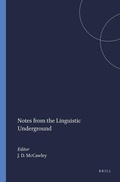 Cover: Notes from the Linguistic Underground - Brill