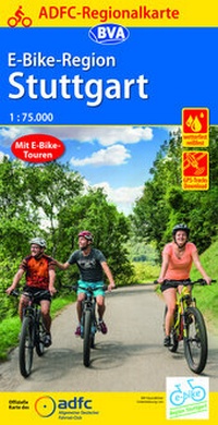 Abbildung von: ADFC-Regionalkarte E-Bike-Region Stuttgart, 1:75.000, mit Tagestourenvorschlägen, reiß- und wetterfest, GPS-Tracks Download - BVA BikeMedia