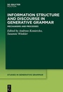 Cover: Information Structure and Discourse in Generative Grammar - De Gruyter Mouton