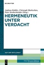 Cover: Hermeneutik unter Verdacht - De Gruyter