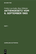 Cover: Aktiengesetz vom 6. September 1965 - De Gruyter
