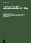Cover: Erg&auml;nzungen und Berichtigungen, Anhang, Nachtrag, Gesetzesregister, Sachregister - De Gruyter