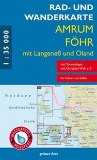 Abbildung von: Rad- und Wanderkarte Amrum, Föhr mit Langeneß und Oland - grünes herz