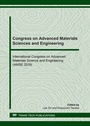 Cover: Congress on Advanced Materials Sciences and Engineering - Trans Tech Publications Ltd