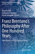 Cover: Franz Brentano's Philosophy After One Hundred Years - Springer