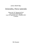 Cover: Aristoteles, >Parva naturalia< - De Gruyter