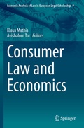 Cover: Consumer Law and Economics - Springer