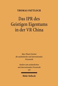Cover: Das IPR des geistigen Eigentums in der VR China - Mohr Siebeck