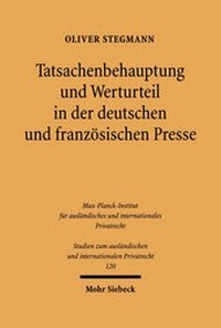 Bild: Tatsachenbehauptung und Werturteil in der deutschen und franzoesischen Presse - Mohr Siebeck