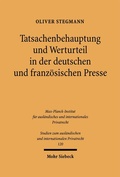Cover: Tatsachenbehauptung und Werturteil in der deutschen und franz&ouml;sischen Presse - Mohr Siebeck