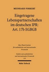 Bild: Eingetragene Lebenspartnerschaften im deutschen IPR: Art. 17b EGBGB - Mohr Siebeck
