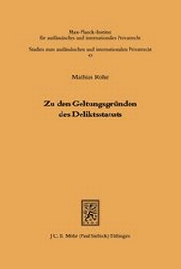 Bild: Zu den Geltungsgruenden des Deliktsstatuts - Mohr Siebeck