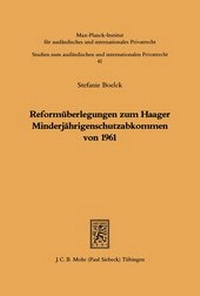 Bild: Reformueberlegungen zum Haager Minderjaehrigenschutzabkommen - Mohr Siebeck