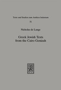 Cover: Greek Jewish Texts from the Cairo Geniza - Mohr Siebeck