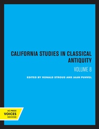 Enlarge image Cover: California Studies in Classical Antiquity, Volume 8 - University of California Press