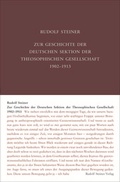 Cover: Zur Geschichte der Deutschen Sektion der Theosophischen Gesellschaft 1902-1913 - Rudolf Steiner Verlag