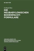 Cover: Die neubabylonischen Bodenpachtformulare - De Gruyter