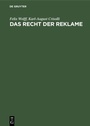 Cover: Das Recht der Reklame - De Gruyter