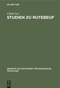 Cover: Studien zu Rutebeuf - De Gruyter