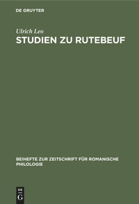 Enlarge image Cover: Studien zu Rutebeuf - De Gruyter