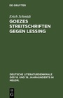 Cover: Goezes Streitschriften gegen Lessing - De Gruyter