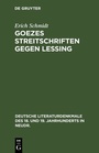 Cover: Goezes Streitschriften gegen Lessing - De Gruyter