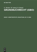 Cover: Gesetzestexte. Einleitung, &sect;&sect; 1-12 GBO - De Gruyter
