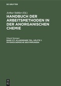 Cover: Allgemeiner Teil, H&auml;lfte 1: Physikochemische Bestimmungen - De Gruyter