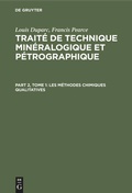 Cover: Les m&eacute;thodes chimiques qualitatives - De Gruyter