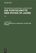 Cover: Physik der Materie - De Gruyter