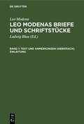 Cover: Text und Anmerkungen (Hebr&auml;isch). Einleitung - De Gruyter