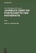 Cover: Jahrgang 1889 - De Gruyter