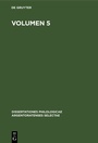 Cover: Volumen 5 - De Gruyter